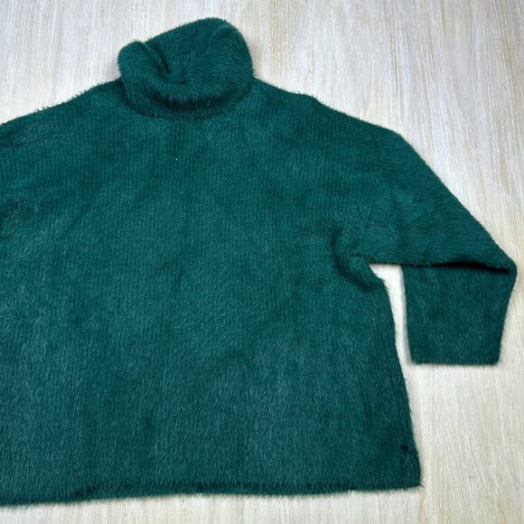 ASOS Dark Green Design High Neck Fluffy Eyelash Yarn Knit Pullover Sweater 12 - Picture 9 of 15